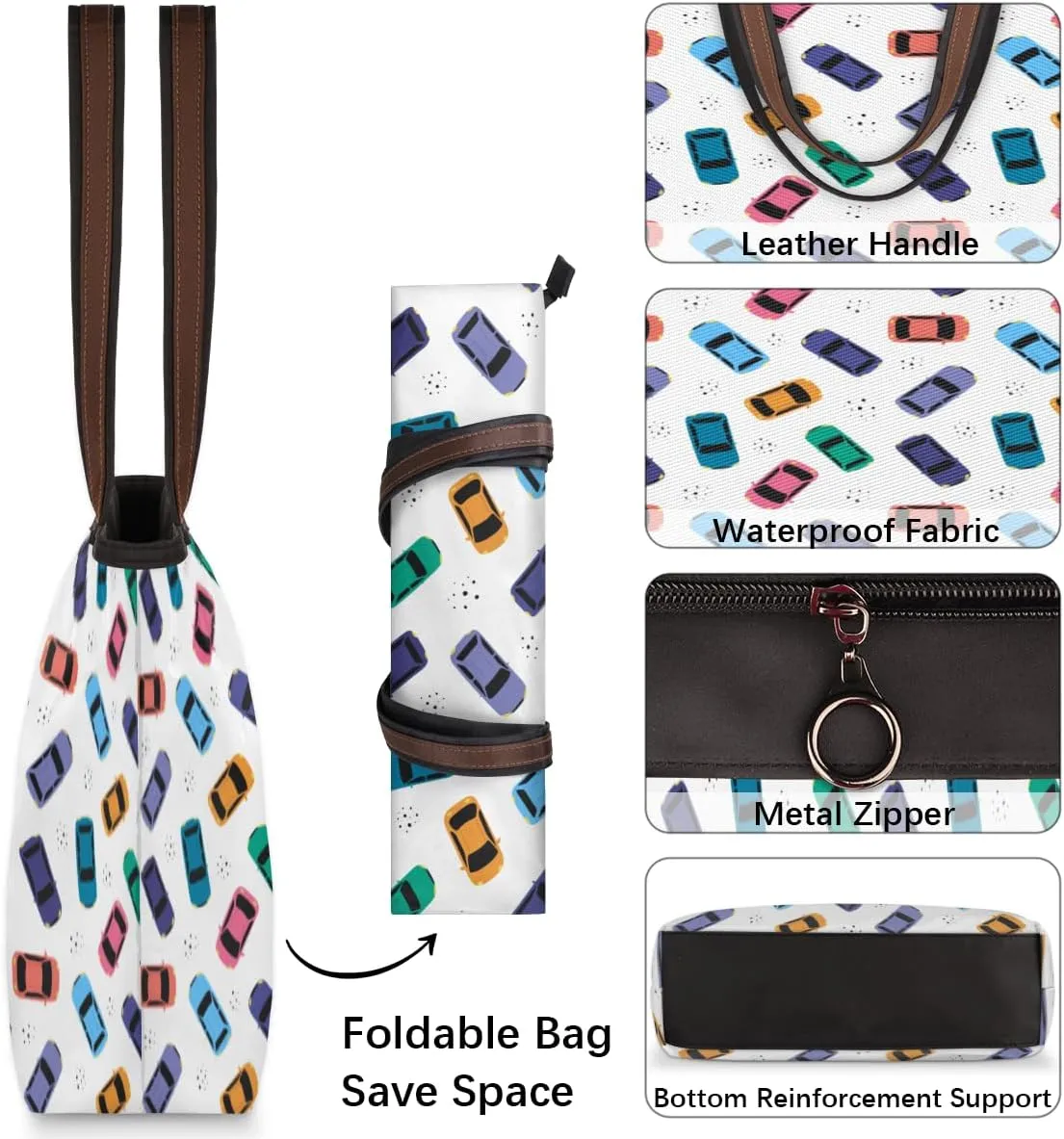 Tote Bag for Women with Zipper Large Capacity Top Handle Casual Shoulder Bag Handbag Reusable Shopping