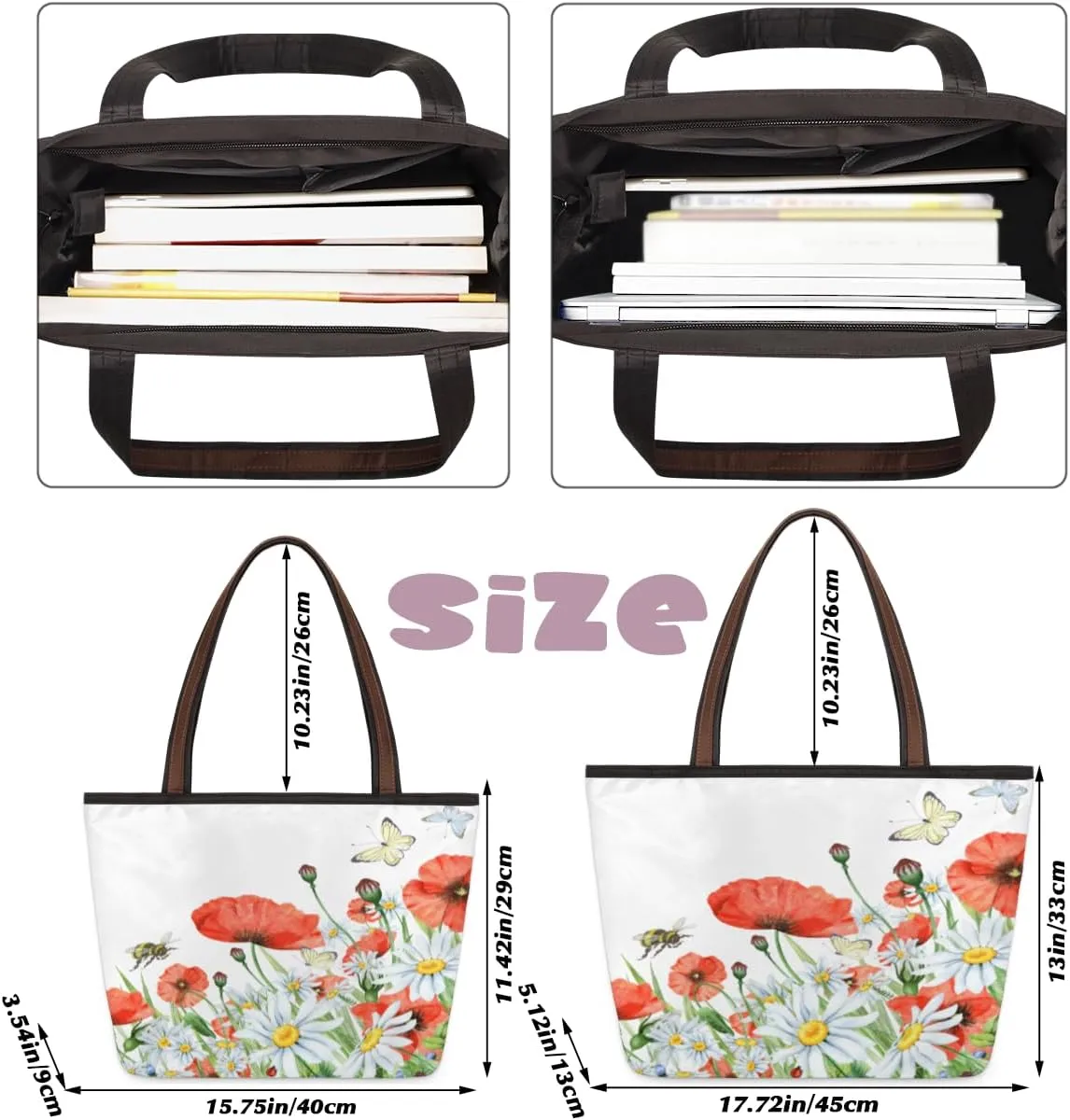 Tote Bag for Women with Zipper Large Capacity Top Handle Casual Shoulder Bag Handbag Reusable Shopping