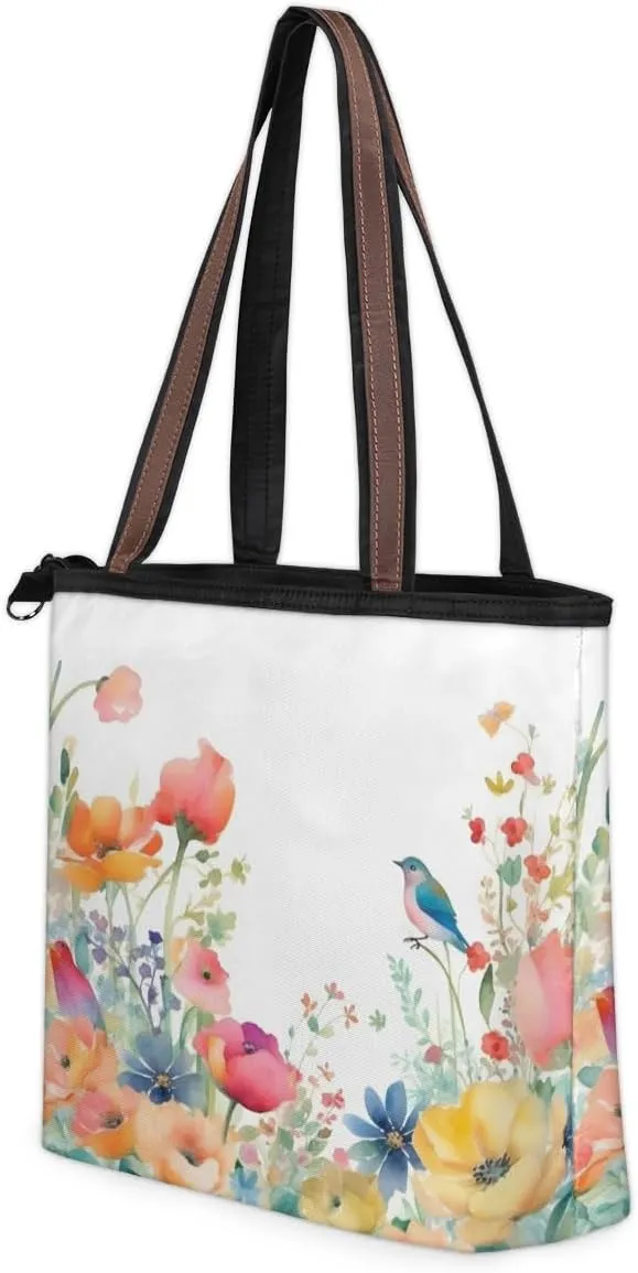 Tote Bag for Women with Zipper Large Capacity Top Handle Casual Shoulder Bag Handbag Reusable Shopping
