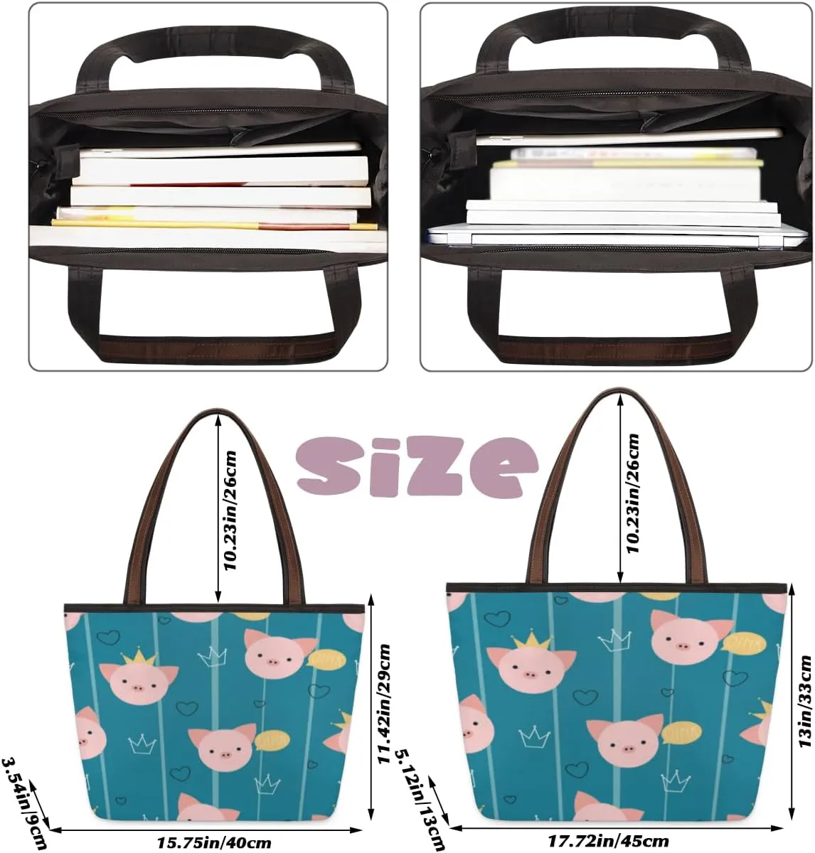 Tote Bag for Women with Zipper Large Capacity Top Handle Casual Shoulder Bag Handbag Reusable Shopping