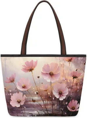 Tote Bag for Women with Zipper Large Capacity Top Handle Casual Shoulder Bag Handbag Reusable Shopping