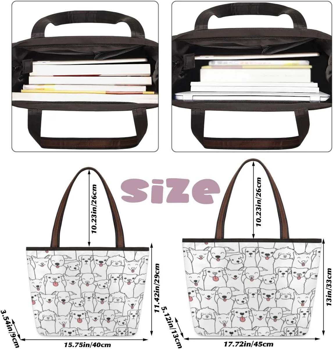Tote Bag for Women with Zipper Large Capacity Top Handle Casual Shoulder Bag Handbag Reusable Shopping