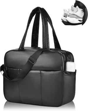 Tote Bag for Women,Puffer Bag with Shoe Compartment,Travel Quilted Nurse/Weekender/Overnight/Gym/Duffel Bags