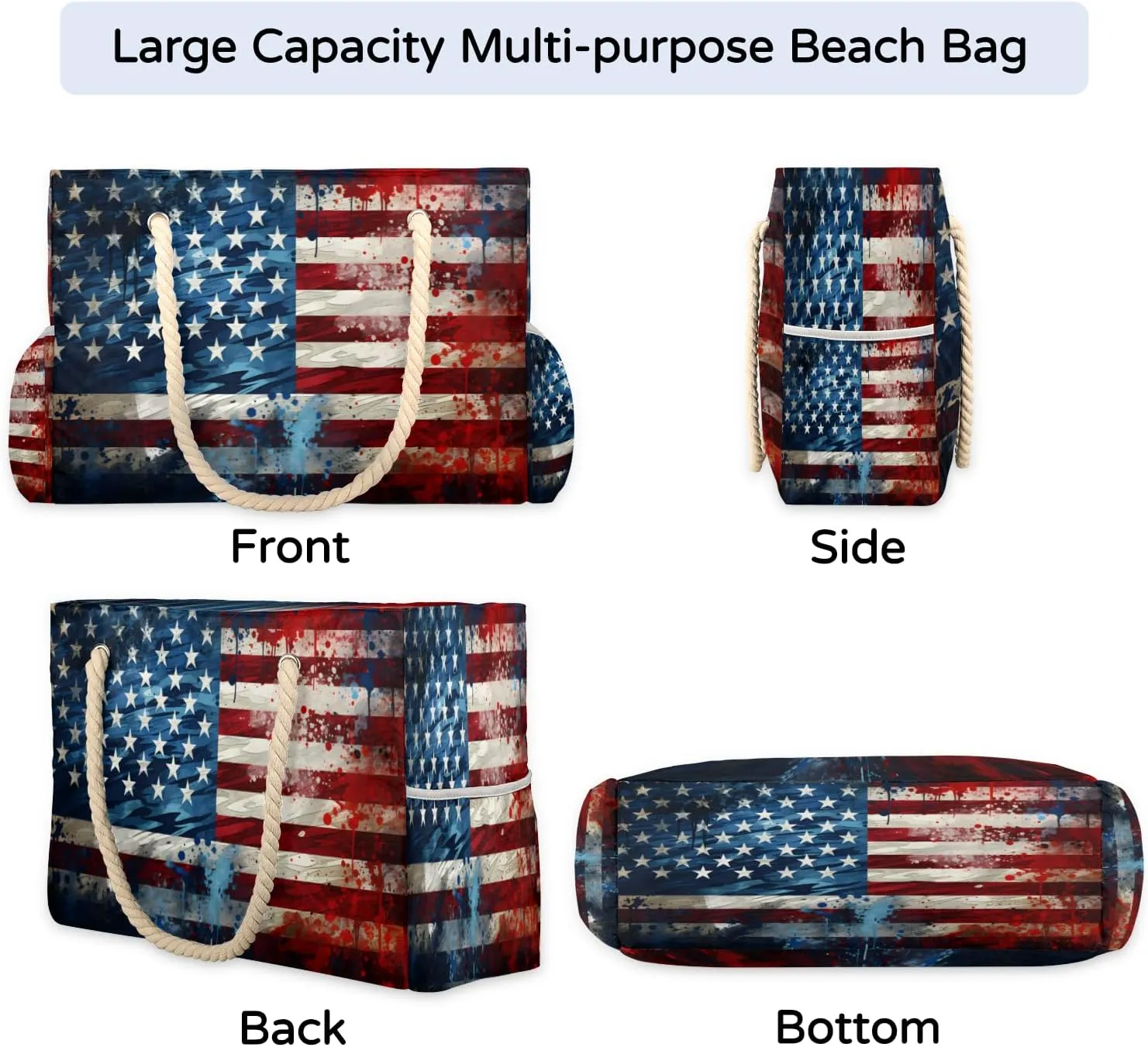 Tote Beach Bag for Women Large Zipper Beach Bags Waterproof Sandproof Gym Swim Pool Travel Bag