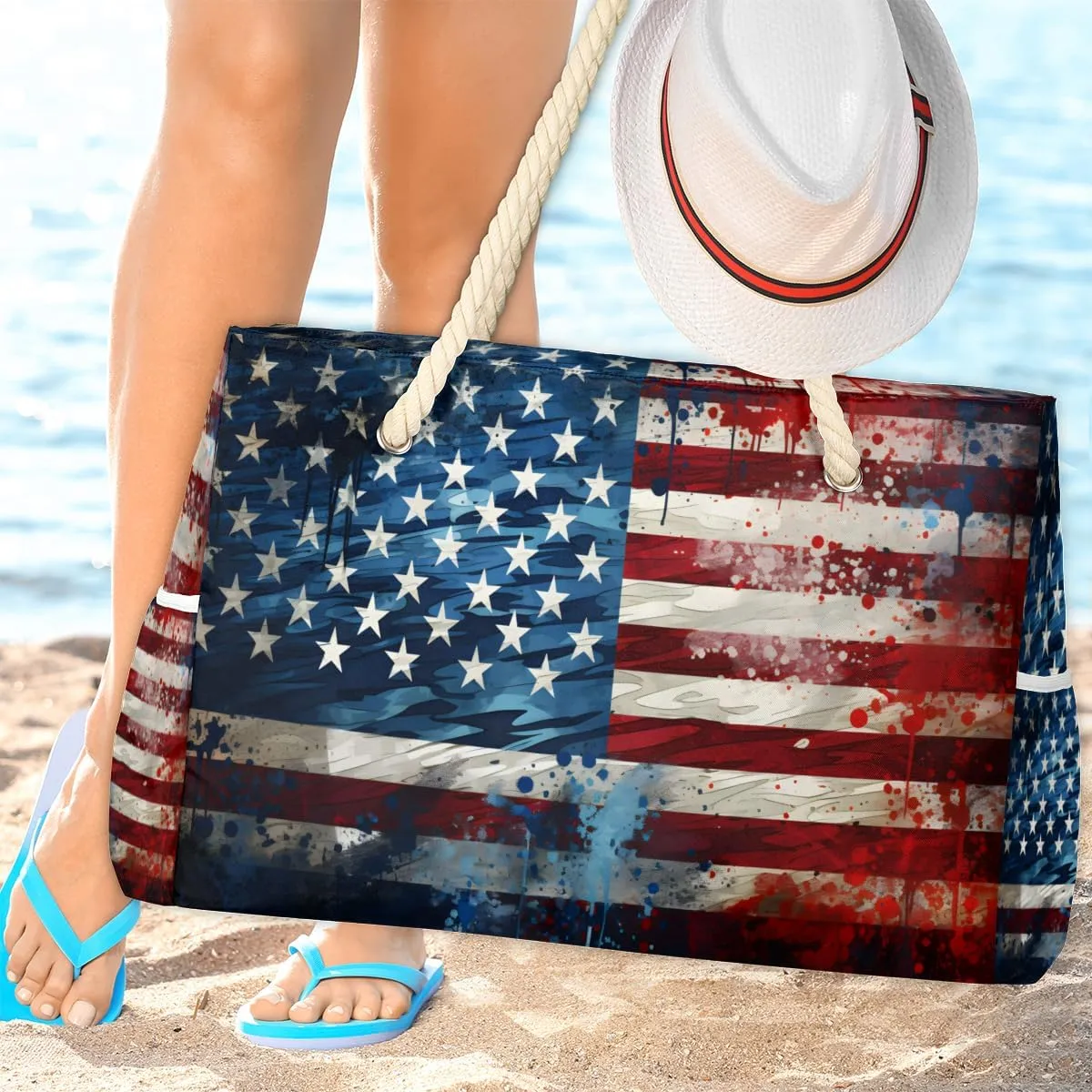 Tote Beach Bag for Women Large Zipper Beach Bags Waterproof Sandproof Gym Swim Pool Travel Bag