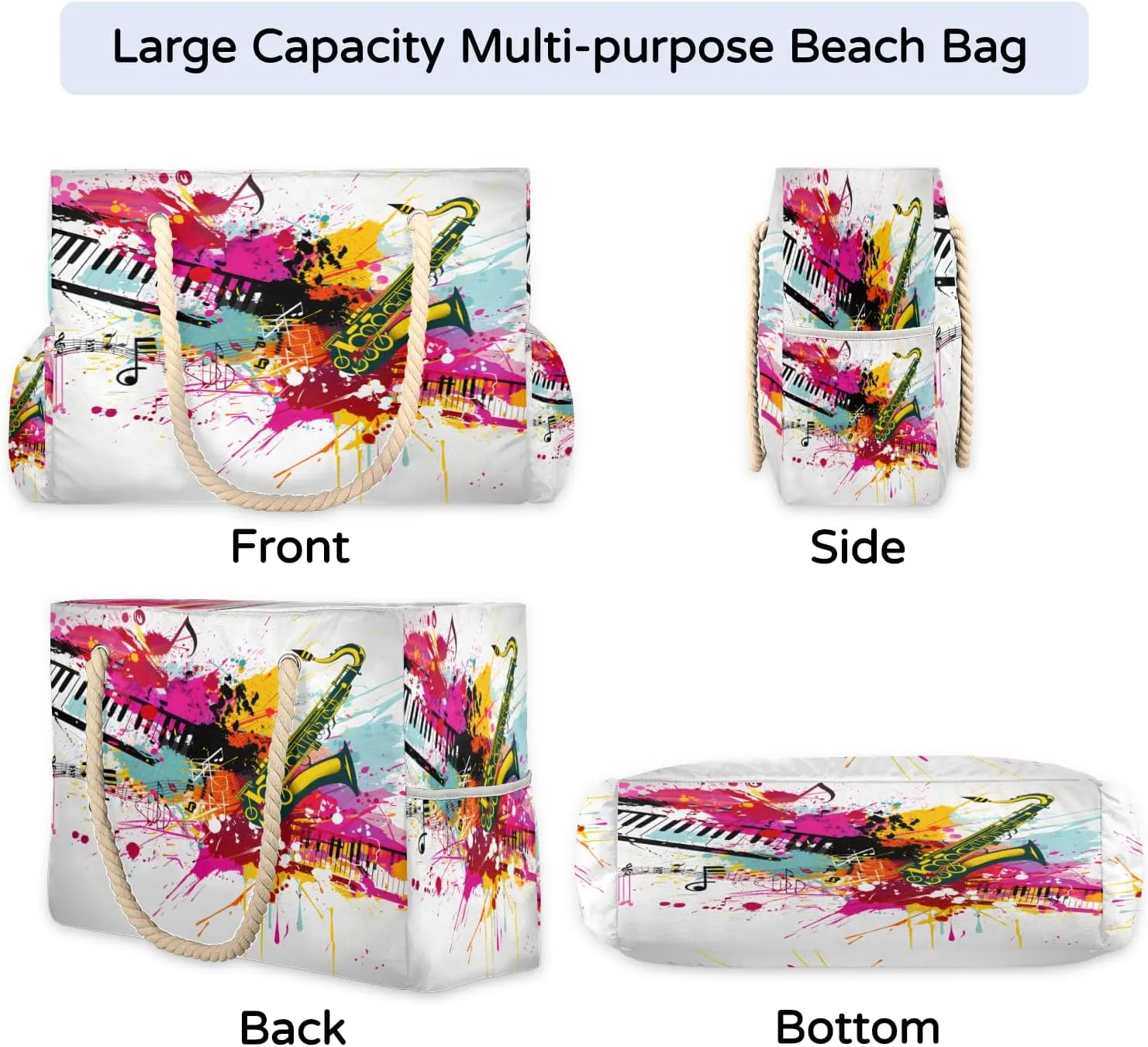 Tote Beach Bag for Women Large Zipper Beach Bags Waterproof Sandproof Lighthouse Gym Swim Pool Travel Bag
