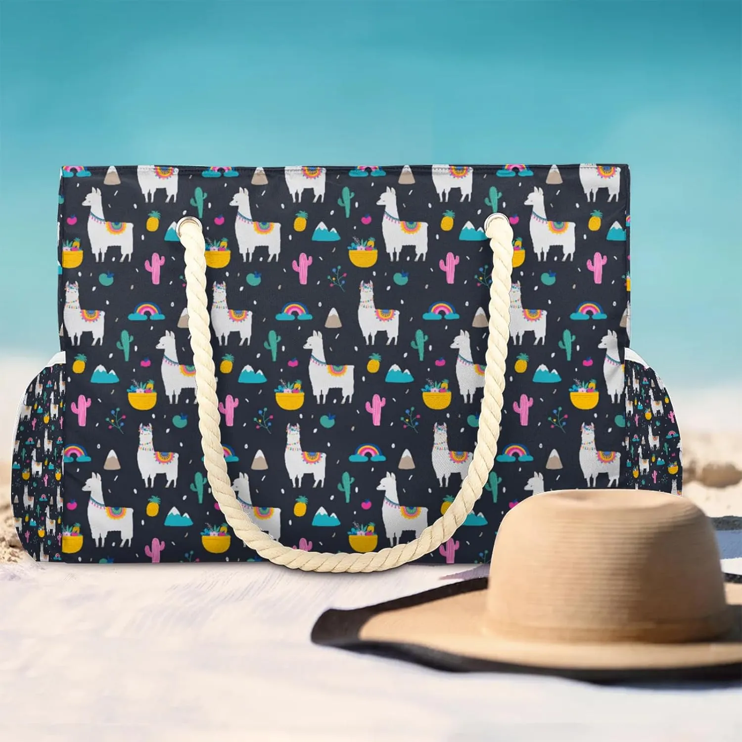 Tote Beach Bag for Women with Zipper Large Waterproof Sandproof Swim Pool Bag