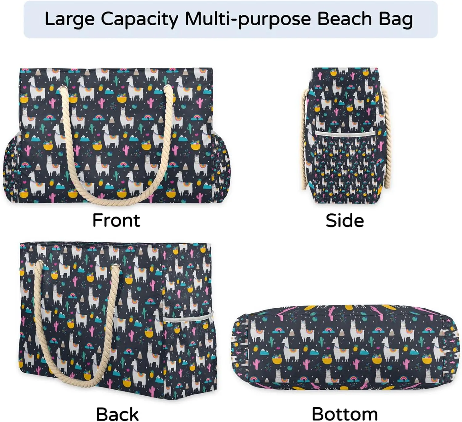Tote Beach Bag for Women with Zipper Large Waterproof Sandproof Swim Pool Bag