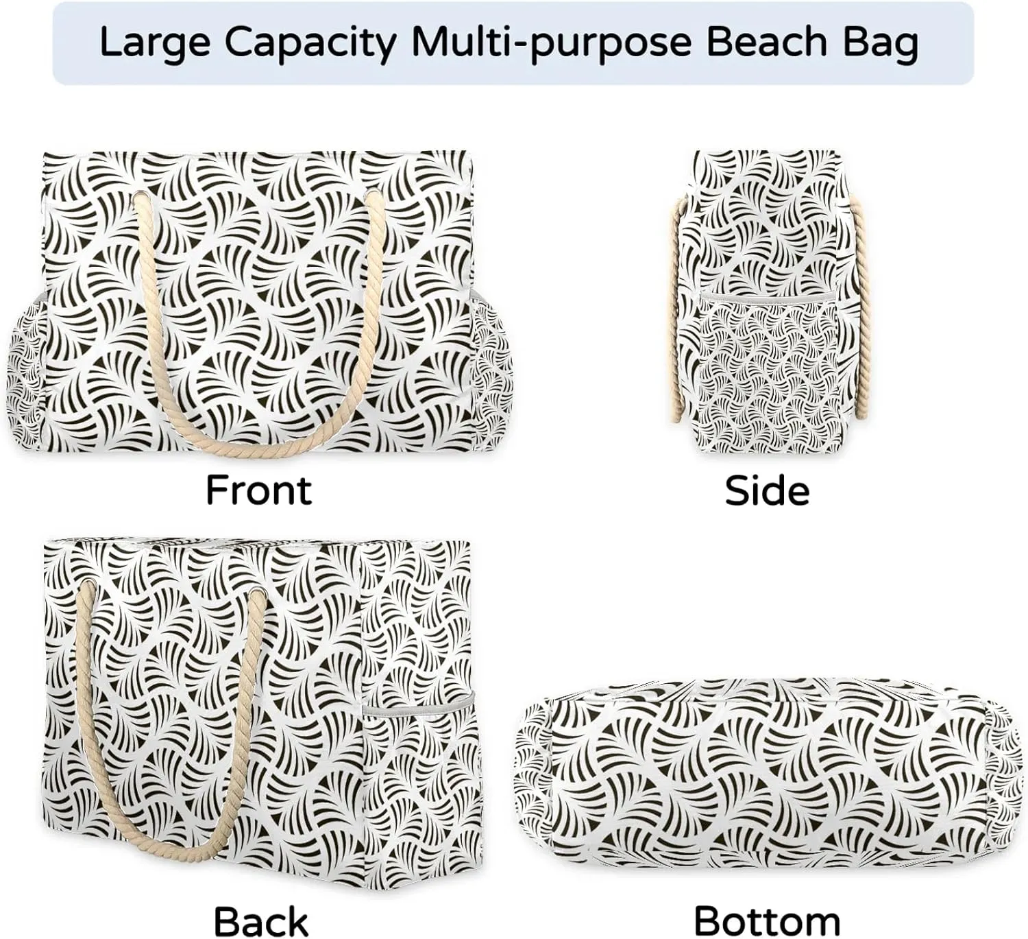 Tote Beach Bag for Women with Zipper Modern Large Waterproof Sandproof Swim Pool Bag