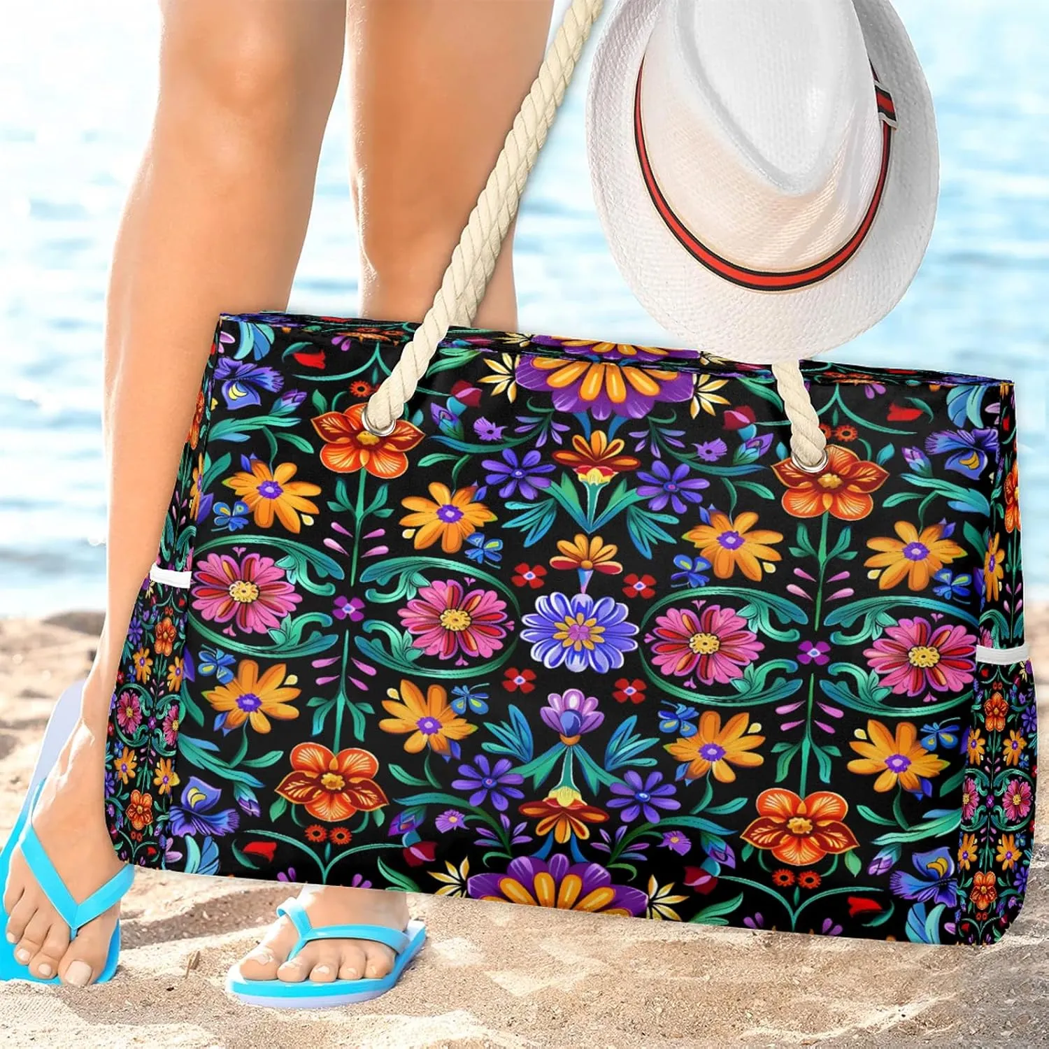 Tote Beach Bags for Women with Zipper Large Waterproof Sandproof Swim Pool Gym Travel Bag