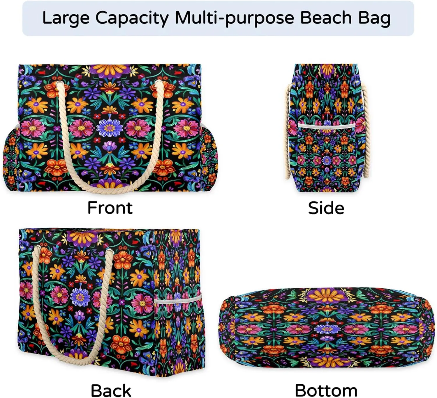 Tote Beach Bags for Women with Zipper Large Waterproof Sandproof Swim Pool Gym Travel Bag