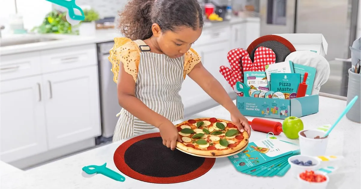 Tovla Jr. Ultimate Real Pizza Cooking Kit for Kids – Fun DIY Baking Set, STEM Activity for Ages 4 , Visual Learning Pizza Tools, Great Gift for Young Chefs