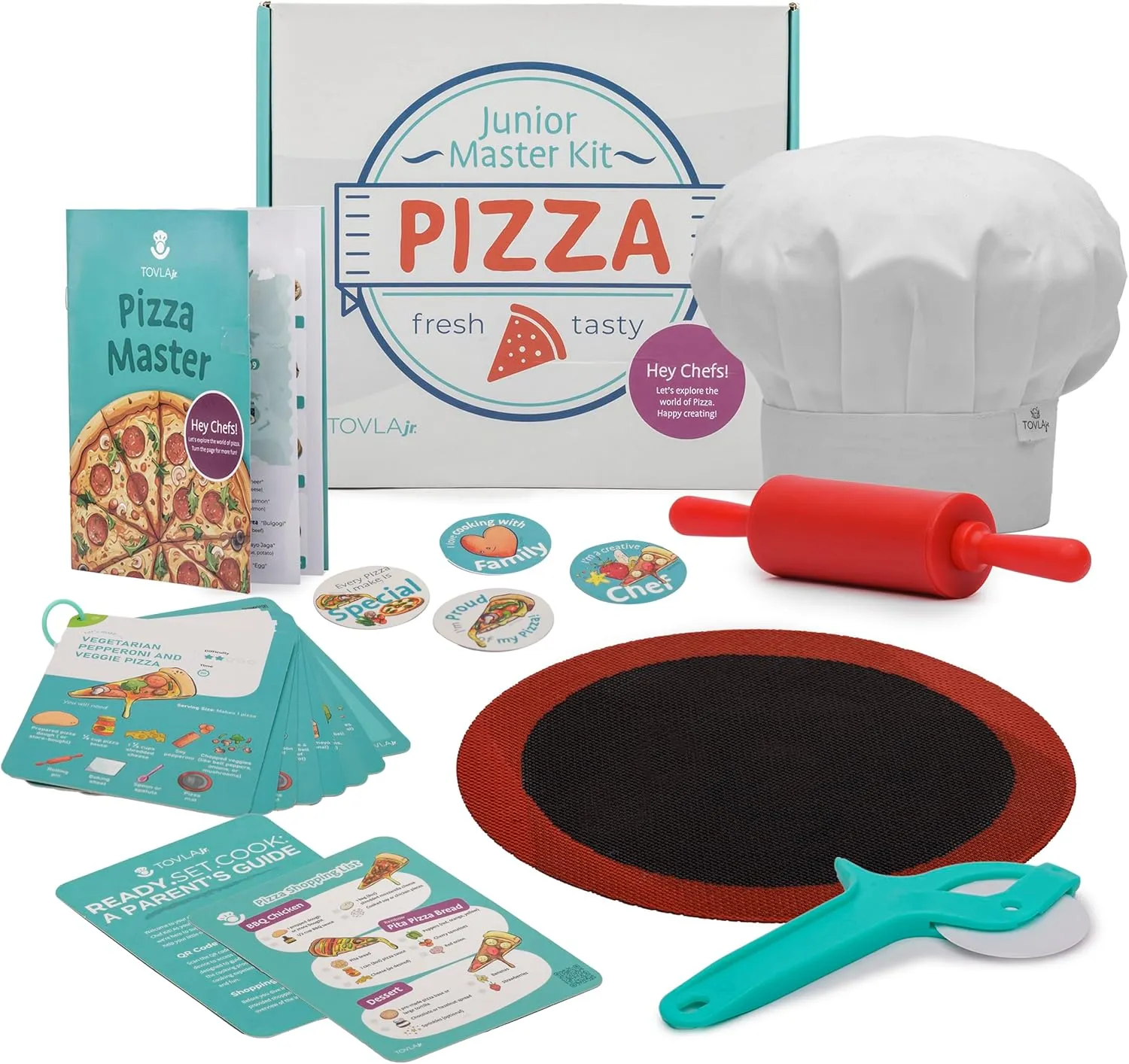 Tovla Jr. Ultimate Real Pizza Cooking Kit for Kids – Fun DIY Baking Set, STEM Activity for Ages 4 , Visual Learning Pizza Tools, Great Gift for Young Chefs