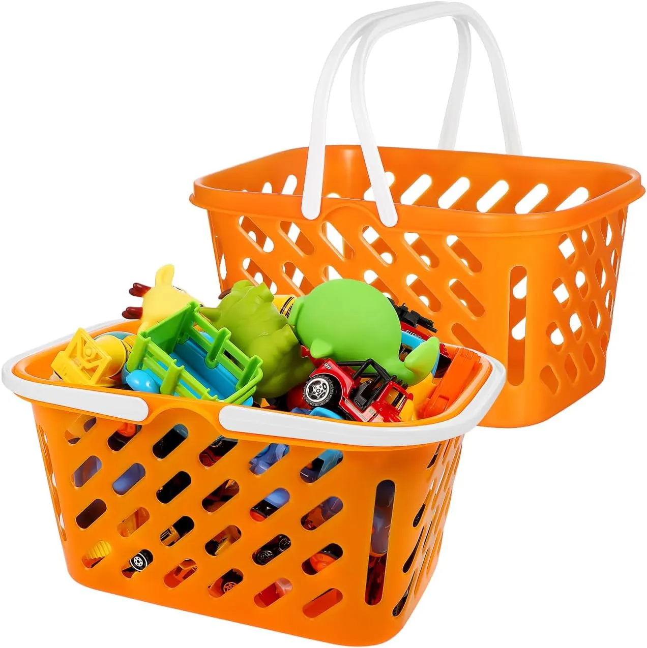 TOYANDONA 2pcs Shopping Basket Toys, Kids Grocery Basket with Handle for Kids Pretend Play Grocery Basket Toys