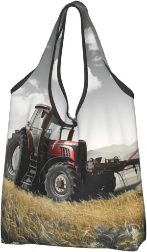 Tractor Agriculture Quiet Printed Portable Shopping Bag - Reusable Shopping Bag, Casual Shoulder Bag for Daily Use
