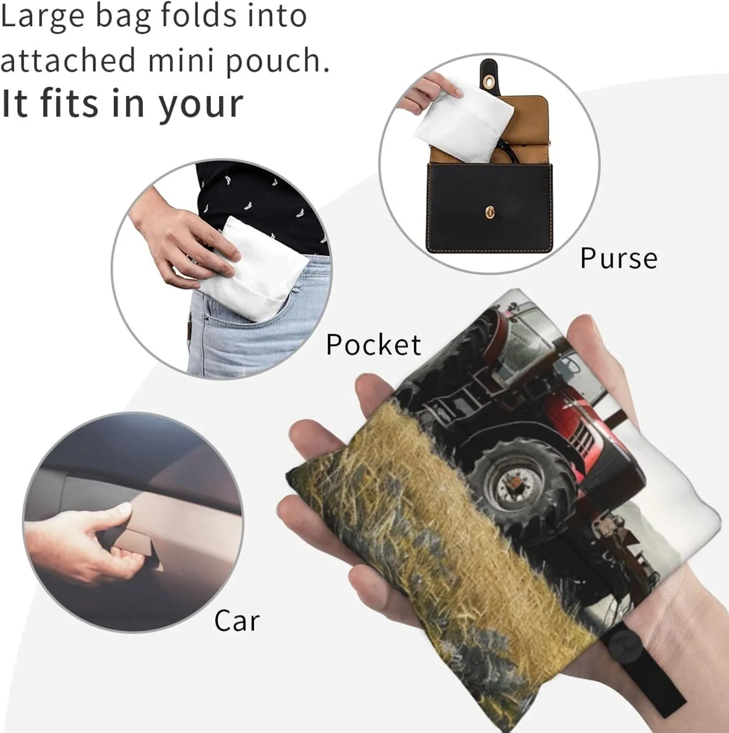 Tractor Agriculture Quiet Printed Portable Shopping Bag - Reusable Shopping Bag, Casual Shoulder Bag for Daily Use