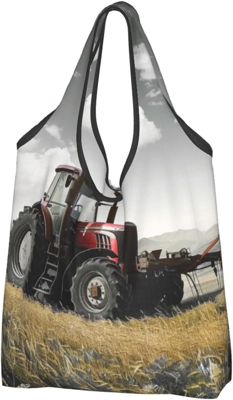 Tractor Agriculture Quiet Printed Portable Shopping Bag - Reusable Shopping Bag, Casual Shoulder Bag for Daily Use