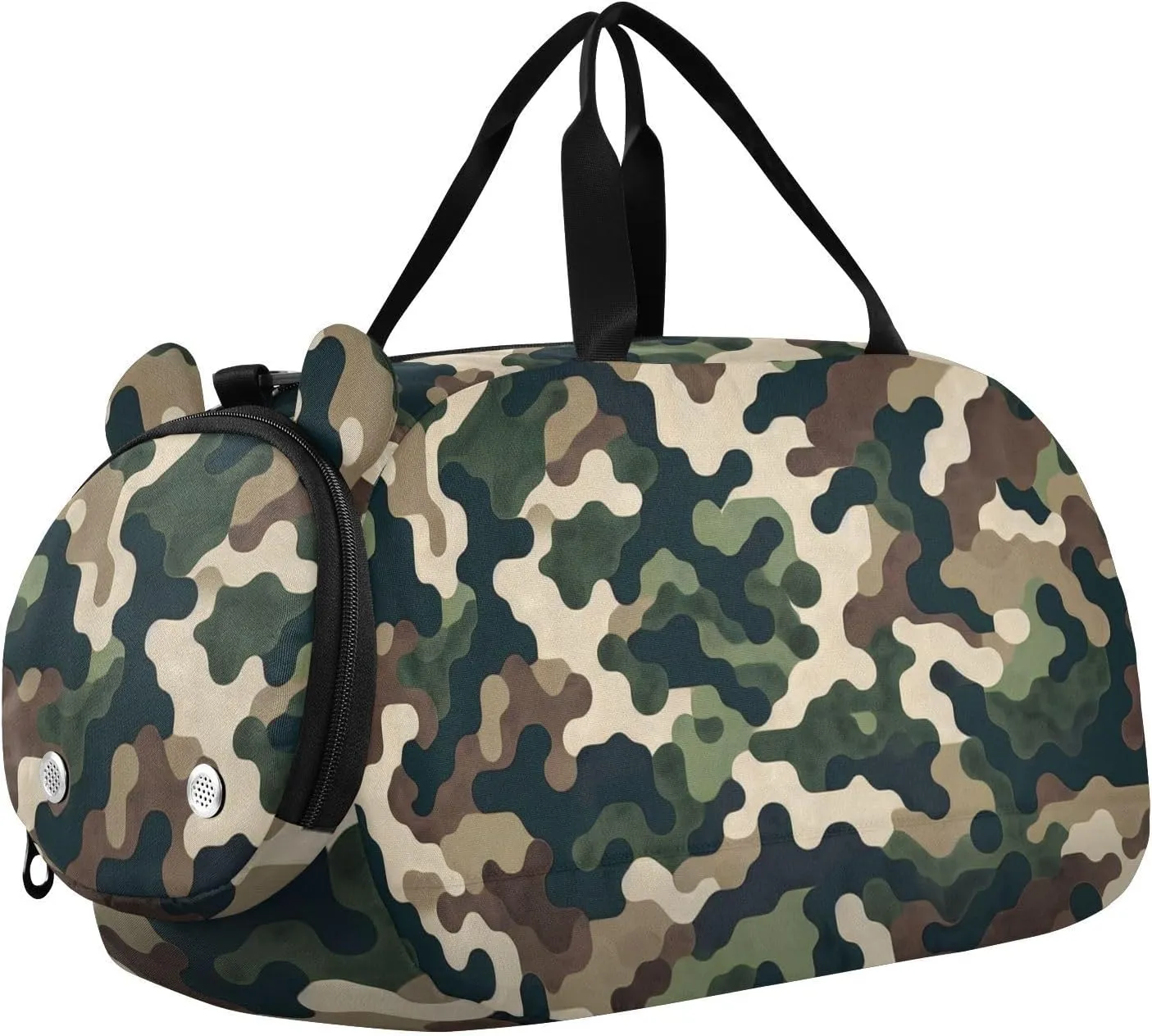Traditional Camo Pattern Duffle Bag for Girl, Sports Duffle Gym Bags with Shoe Compartment, Personalized Overnight Bag Travel Weekender for Kids