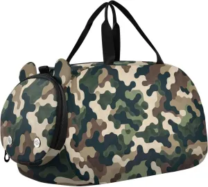 Traditional Camo Pattern Duffle Bag for Girl, Sports Duffle Gym Bags with Shoe Compartment, Personalized Overnight Bag Travel Weekender for Kids