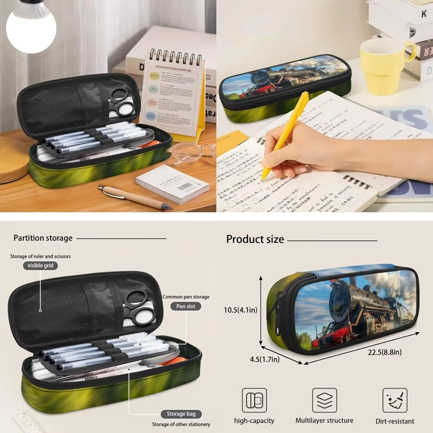 Train Backpack School Bag Set 3 Pieces Kids Boys Girls School Bookbag Satchel with Lunch Bag Pencil Case Pouch 3 Pcs Bookbag Daypack Back to School Backpack