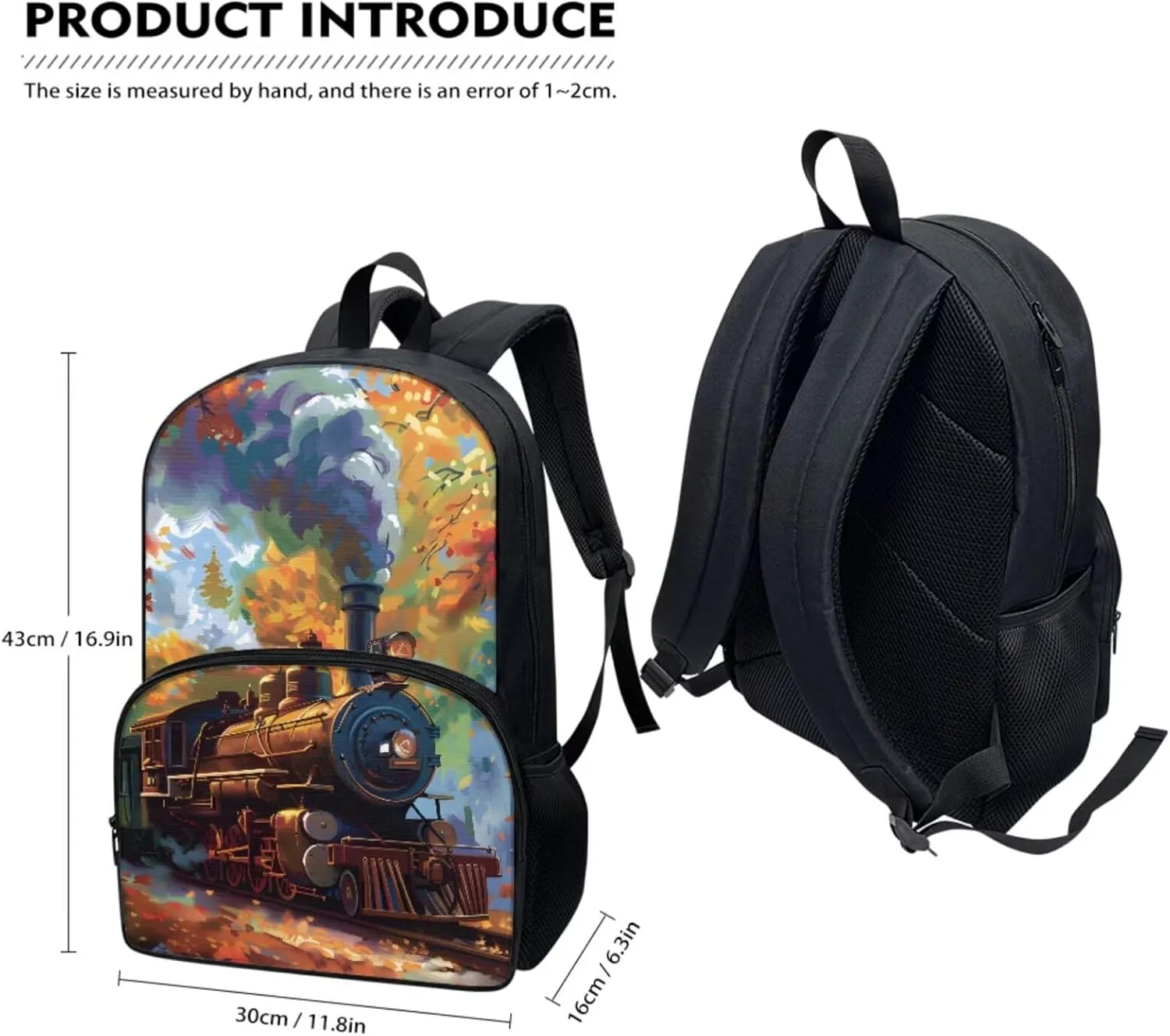 Train Kids Backpack for School Girls 4th Grade Preschool Elementary Middle School Bag Student Bookbag Cool School Supplies Set for Boys Teens with Lunch Bag Pencil Case Water Bottle Holder