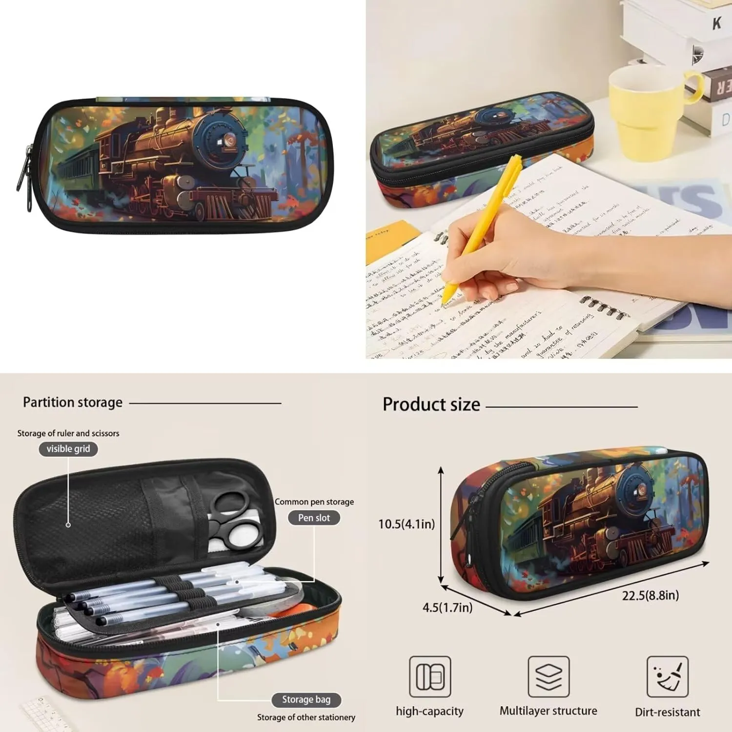 Train Kids Backpack for School Girls 4th Grade Preschool Elementary Middle School Bag Student Bookbag Cool School Supplies Set for Boys Teens with Lunch Bag Pencil Case Water Bottle Holder