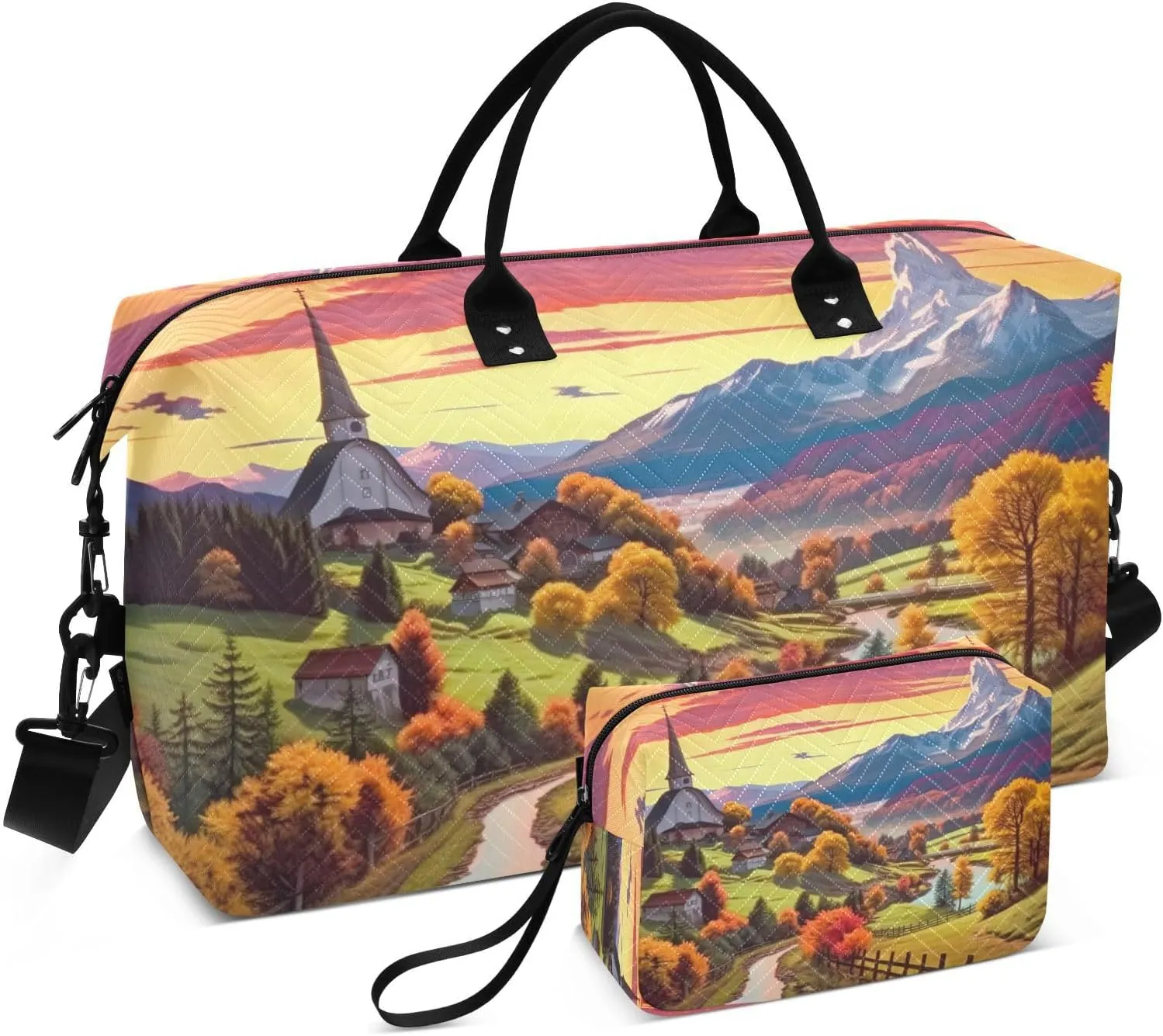Travel Duffel Bag Large Weekender Overnight Bags for Women Men, Beautiful Path Gym Bag with Toiletry Bag