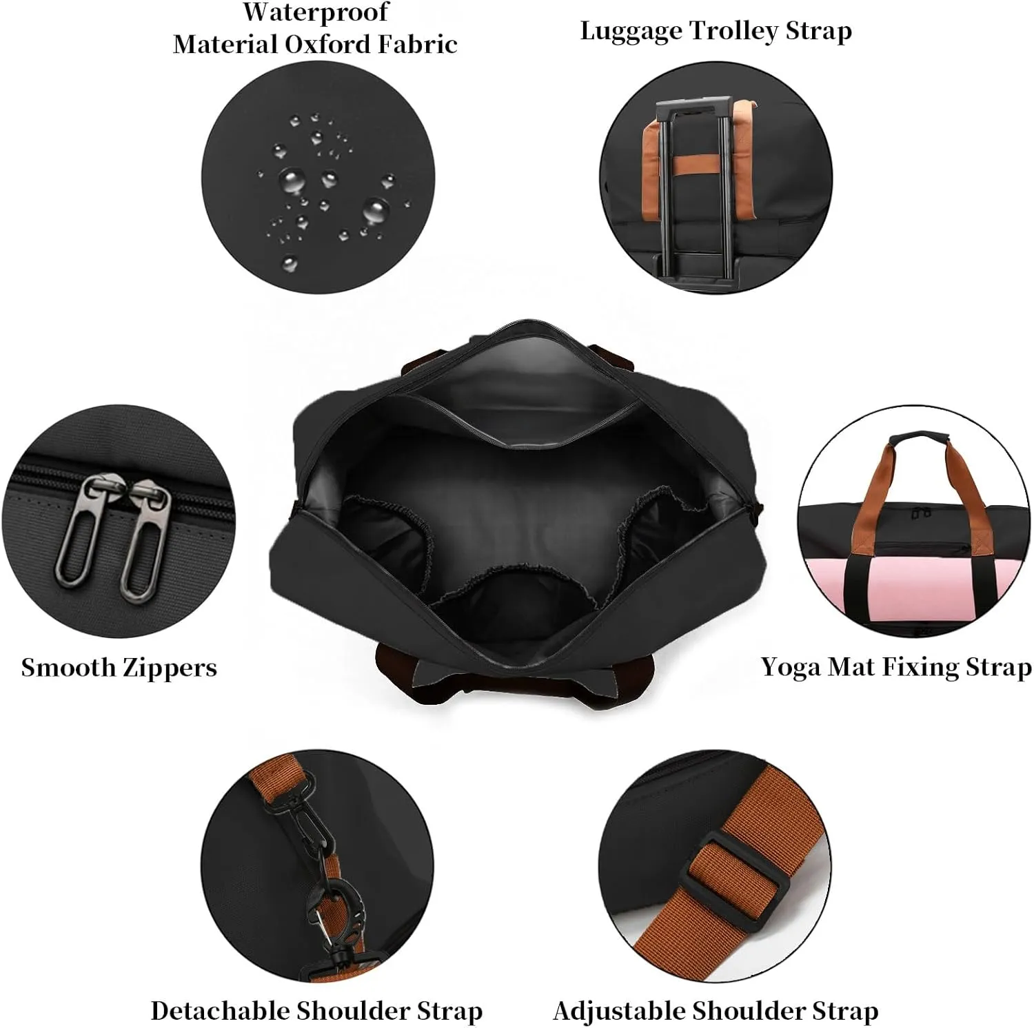 Travel Duffel Bag Sports Gym Swim Yoga Weekender Overnight Bags With Shoe Compartment for Women Men