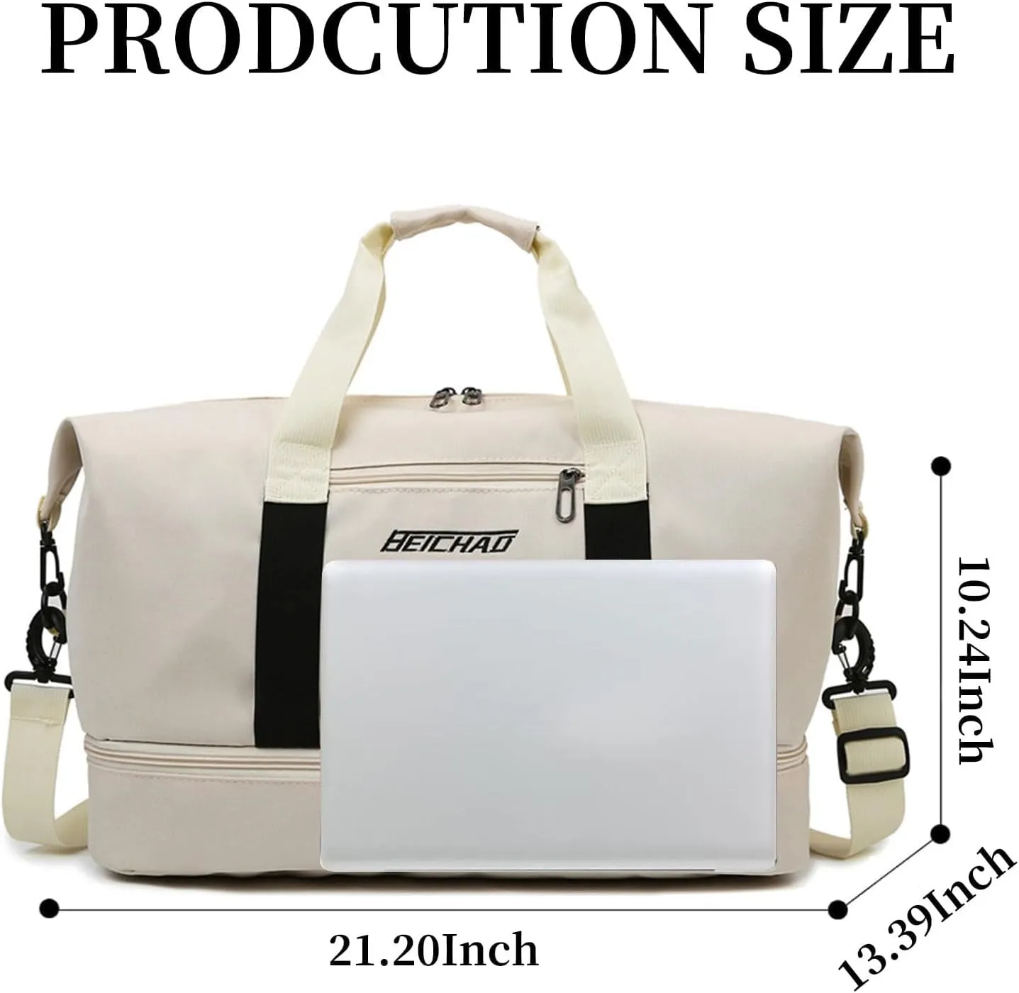 Travel Duffel Bag Sports Gym Swim Yoga Weekender Overnight Bags With Shoe Compartment for Women Men