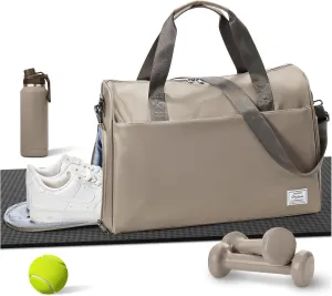 Travel Duffel Bags for Women Mens, Weekender Bag with Shoe Compartment Carry on Overnight Bag with Laptop Compartment Personal Item Travel Bag Gym Bag Hospital Bag Khaki