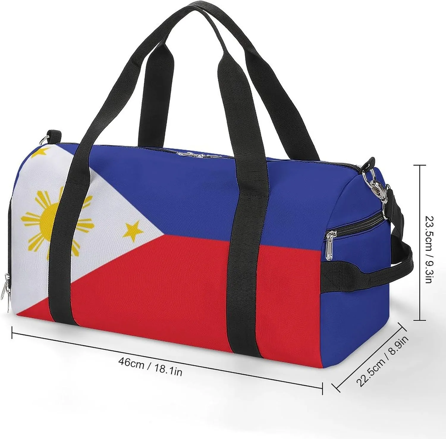 Travel Duffel with Philippines Flag for Men Women Shoe Compartment Sports Bag