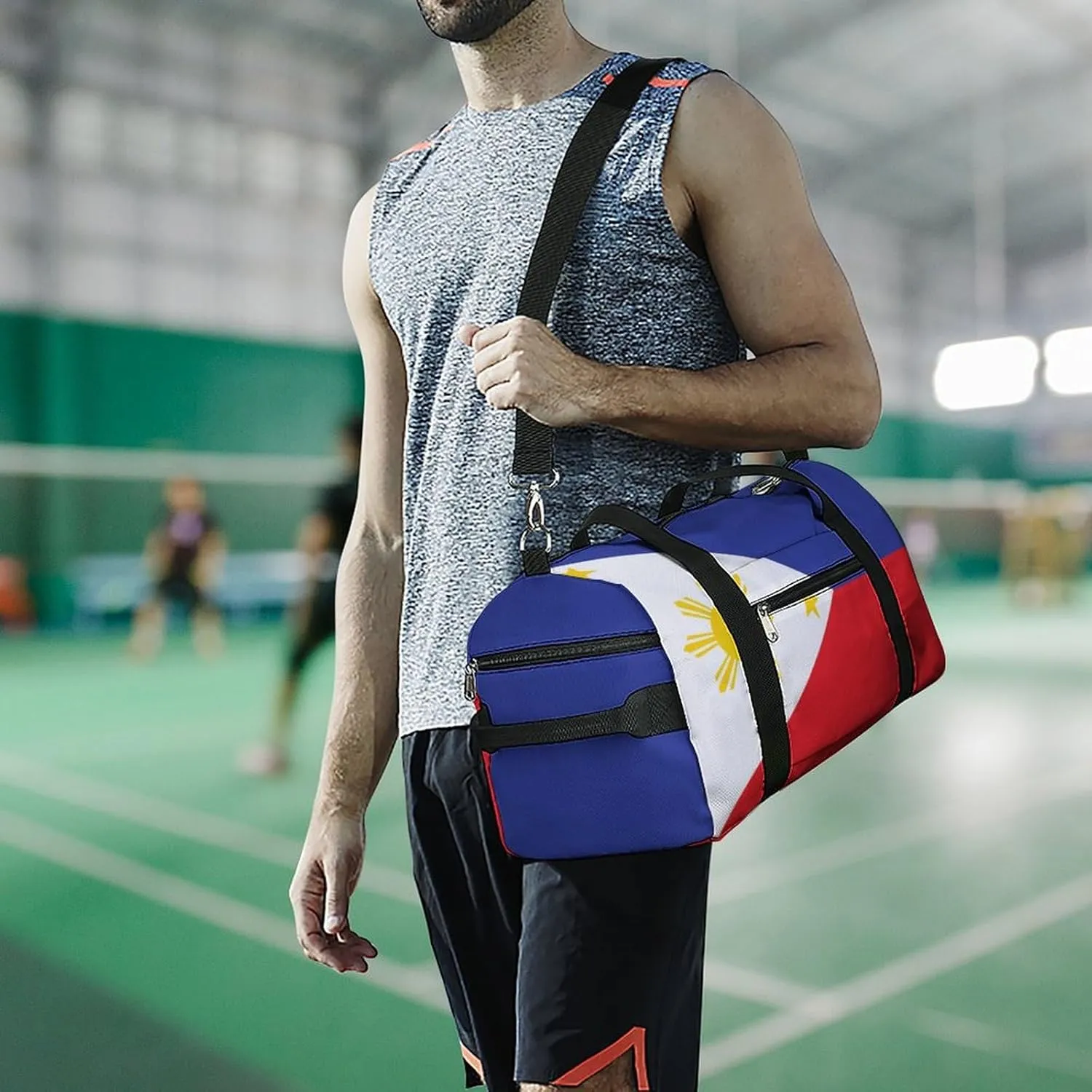 Travel Duffel with Philippines Flag for Men Women Shoe Compartment Sports Bag