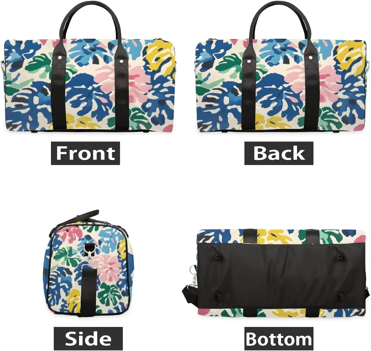 Travel Duffle Bag Abstract Palm Leaves Gym Bags for Men Women Travel Duffel Bags with Adjustable Shoulder Strap Carry On Weekender Bag