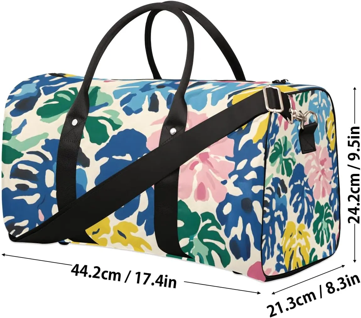 Travel Duffle Bag Abstract Palm Leaves Gym Bags for Men Women Travel Duffel Bags with Adjustable Shoulder Strap Carry On Weekender Bag