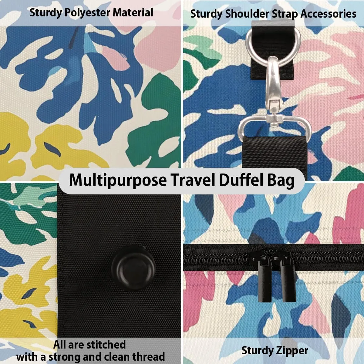 Travel Duffle Bag Abstract Palm Leaves Gym Bags for Men Women Travel Duffel Bags with Adjustable Shoulder Strap Carry On Weekender Bag
