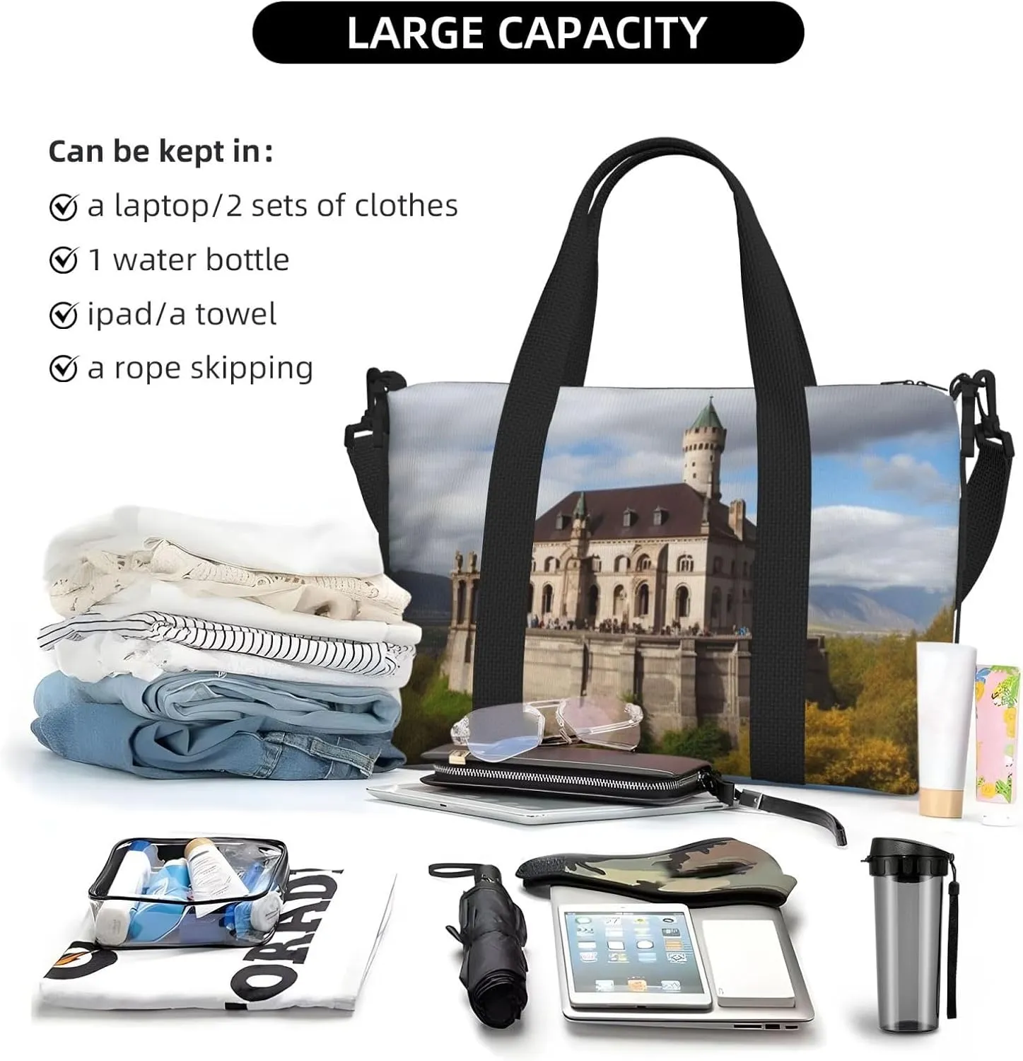 Travel Duffle Bag Weekender Bags for Men Women Adjustable Large Capacity Weekender Overnight Bag Carry On Tote Bags Waterproof Sport Gym Bag for Travel Yoga, Historical Monuments of Armenia, One Size