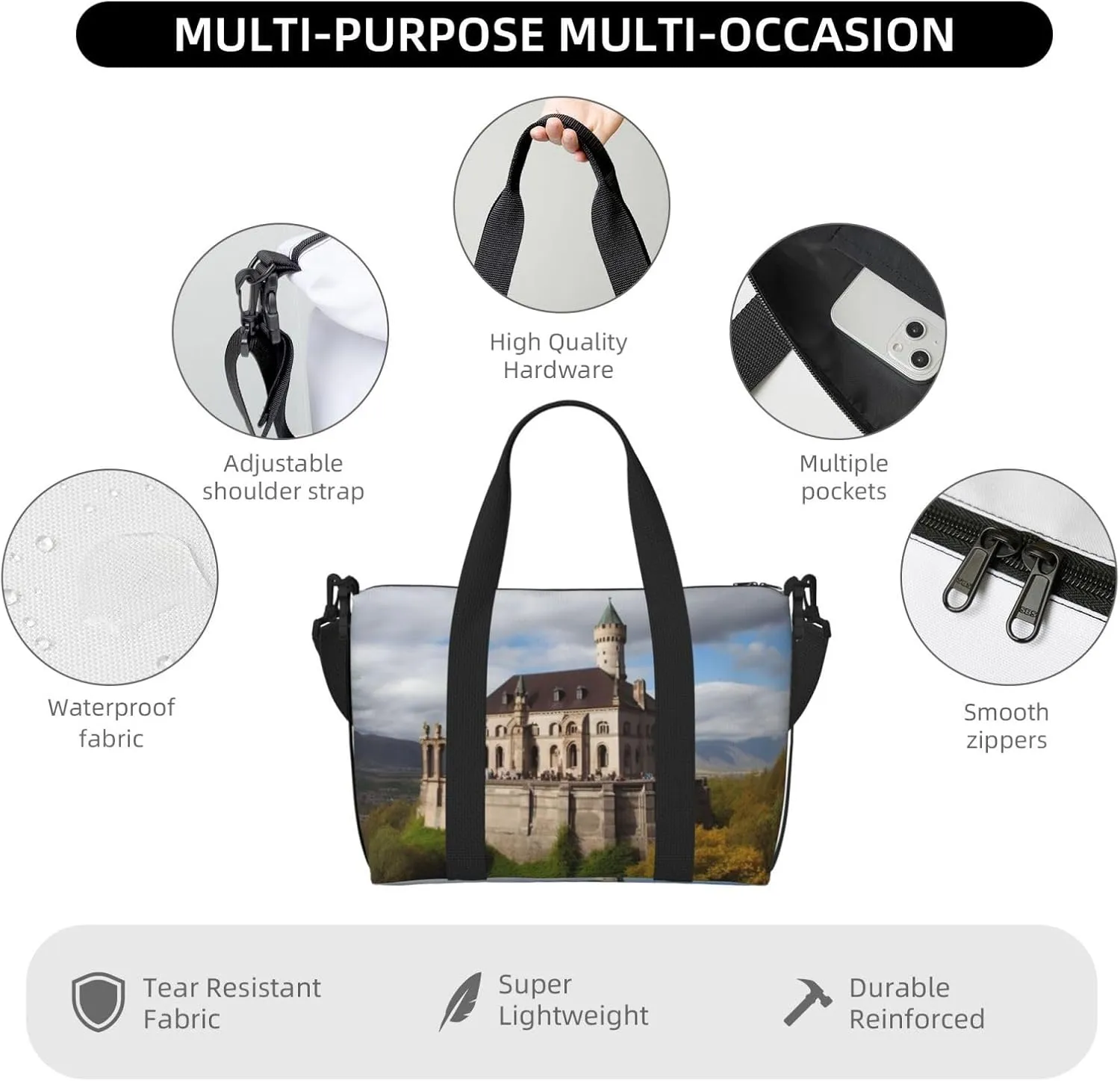 Travel Duffle Bag Weekender Bags for Men Women Adjustable Large Capacity Weekender Overnight Bag Carry On Tote Bags Waterproof Sport Gym Bag for Travel Yoga, Historical Monuments of Armenia, One Size