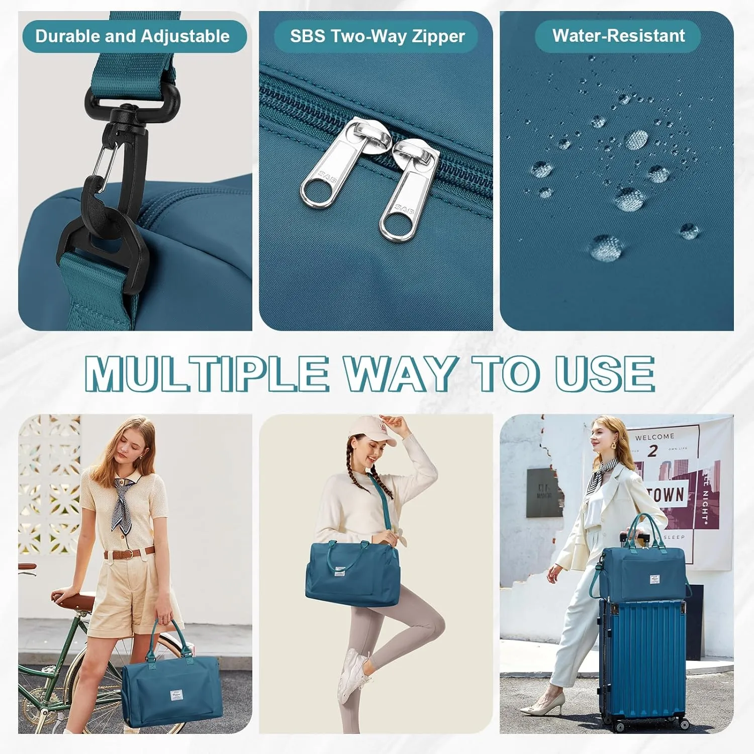 Travel Duffle Bag - Weekender with Shoes Compartment and Wet Pocket - Waterproof Overnight and Carry On Bag - Tote Hospital Holdall Luggage