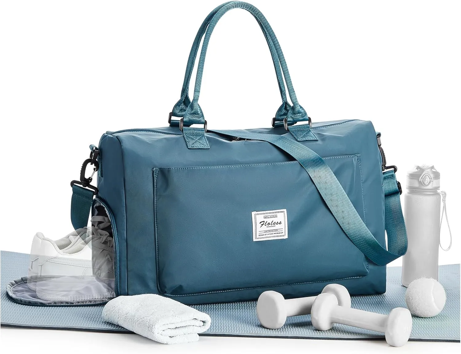 Travel Duffle Bag - Weekender with Shoes Compartment and Wet Pocket - Waterproof Overnight and Carry On Bag - Tote Hospital Holdall Luggage