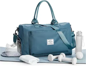 Travel Duffle Bag - Weekender with Shoes Compartment and Wet Pocket - Waterproof Overnight and Carry On Bag - Tote Hospital Holdall Luggage