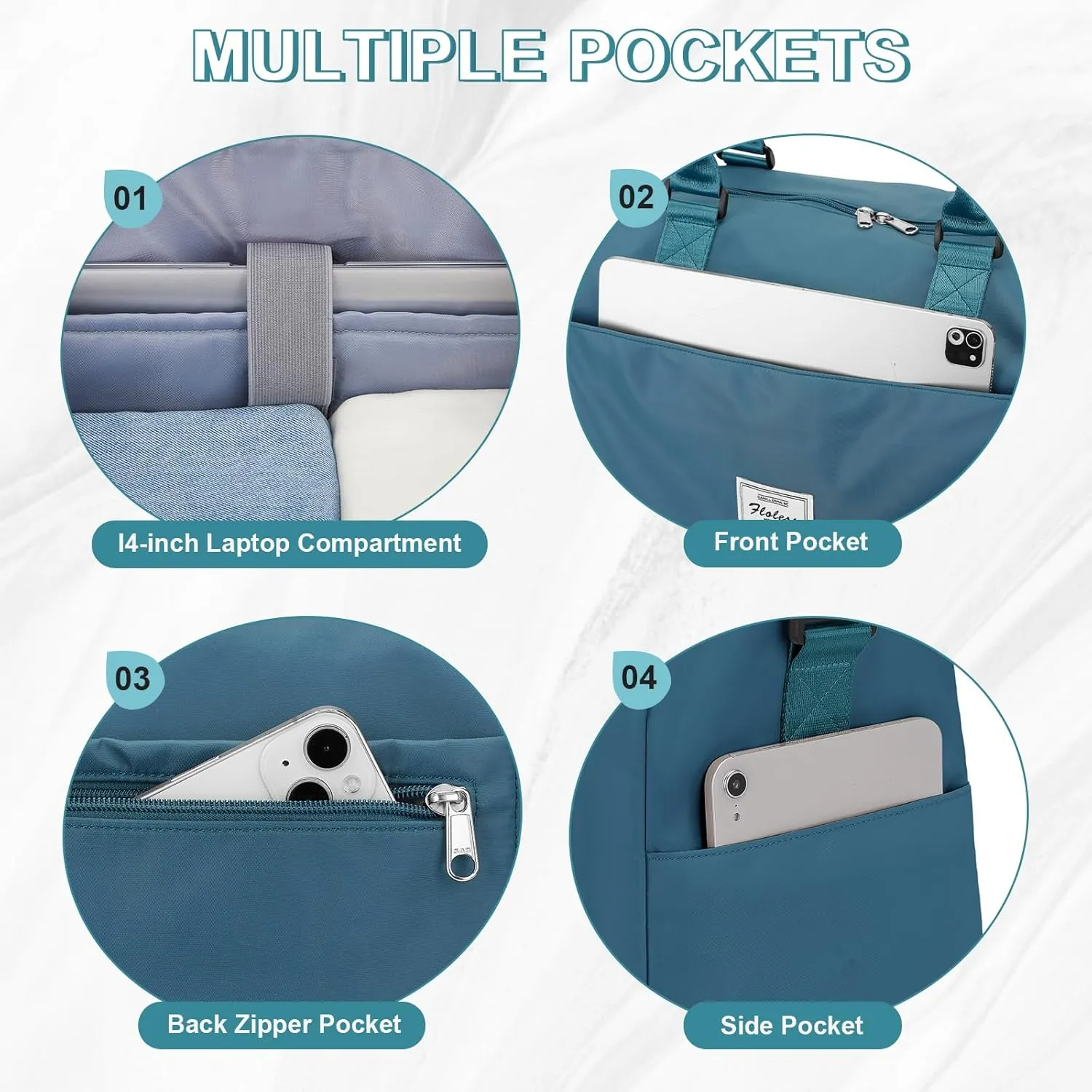 Travel Duffle Bag - Weekender with Shoes Compartment and Wet Pocket - Waterproof Overnight and Carry On Bag - Tote Hospital Holdall Luggage