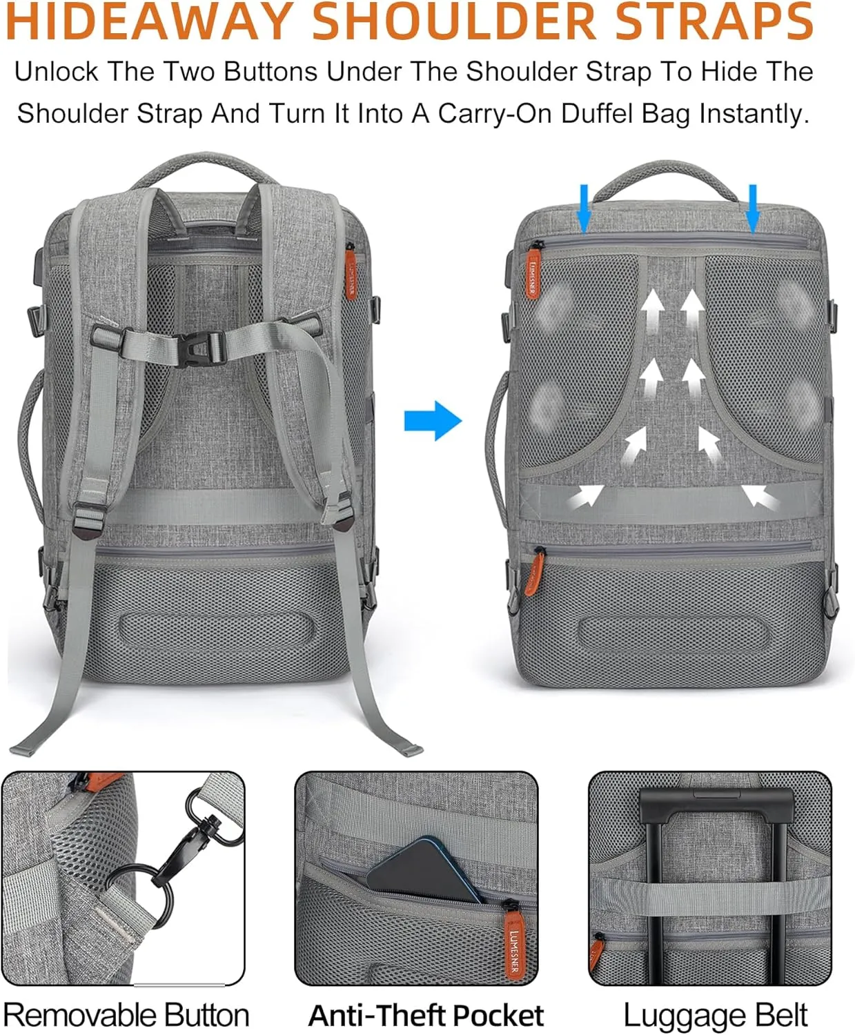 Travel Laptop Backpack,42L Carry on Luggage, Flight Approved Expandable Backpack,Business Anti Theft Weekender Bags for Women Men, Water Resistant Expandable Backpacks With 4 Packing Cubes