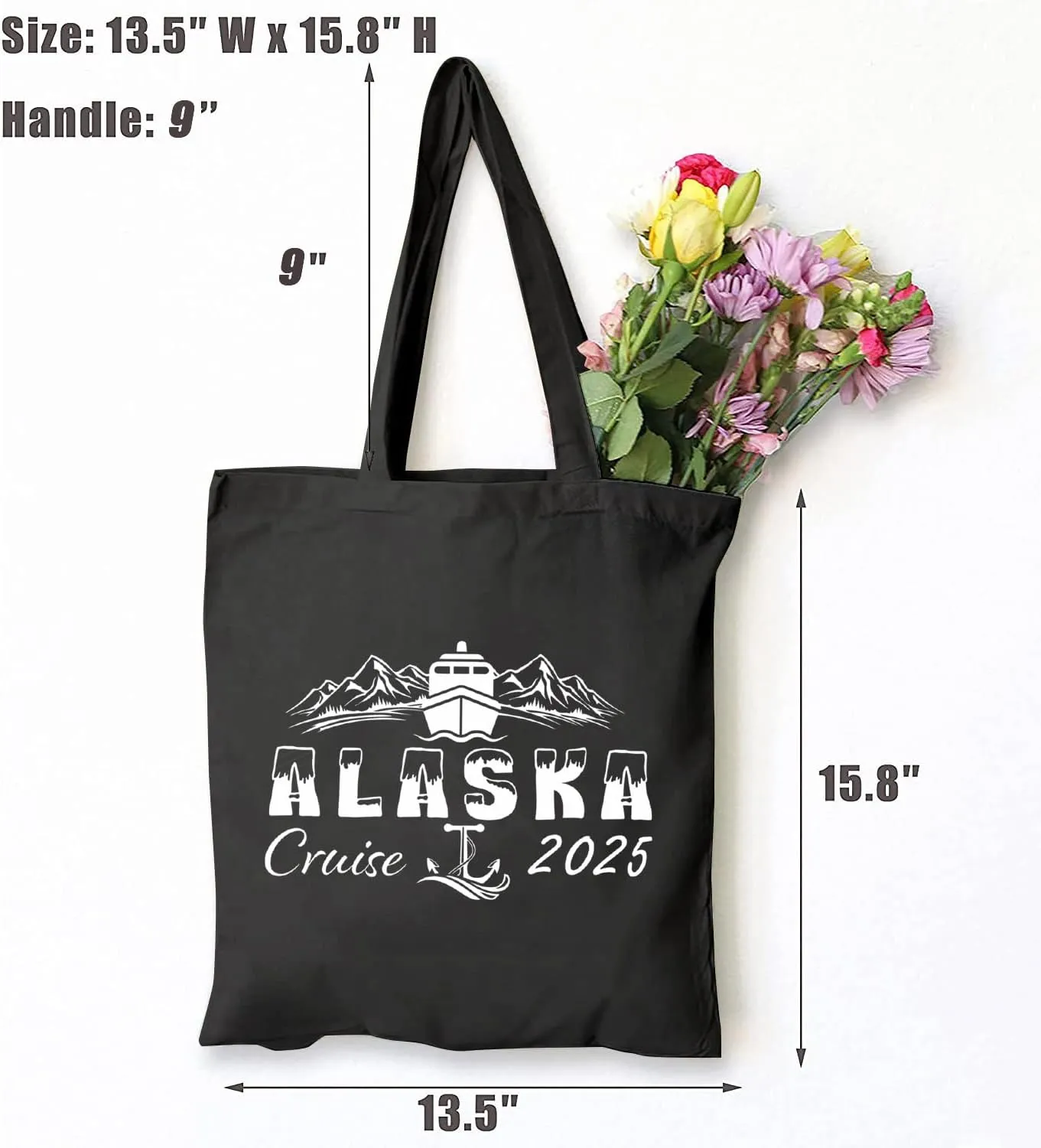 TSIIUO Women's Alaska Cruise 2025 Canvas Tote Bag Family Vacation Tote Funny Cruise Trip Shopping Reusable Bag