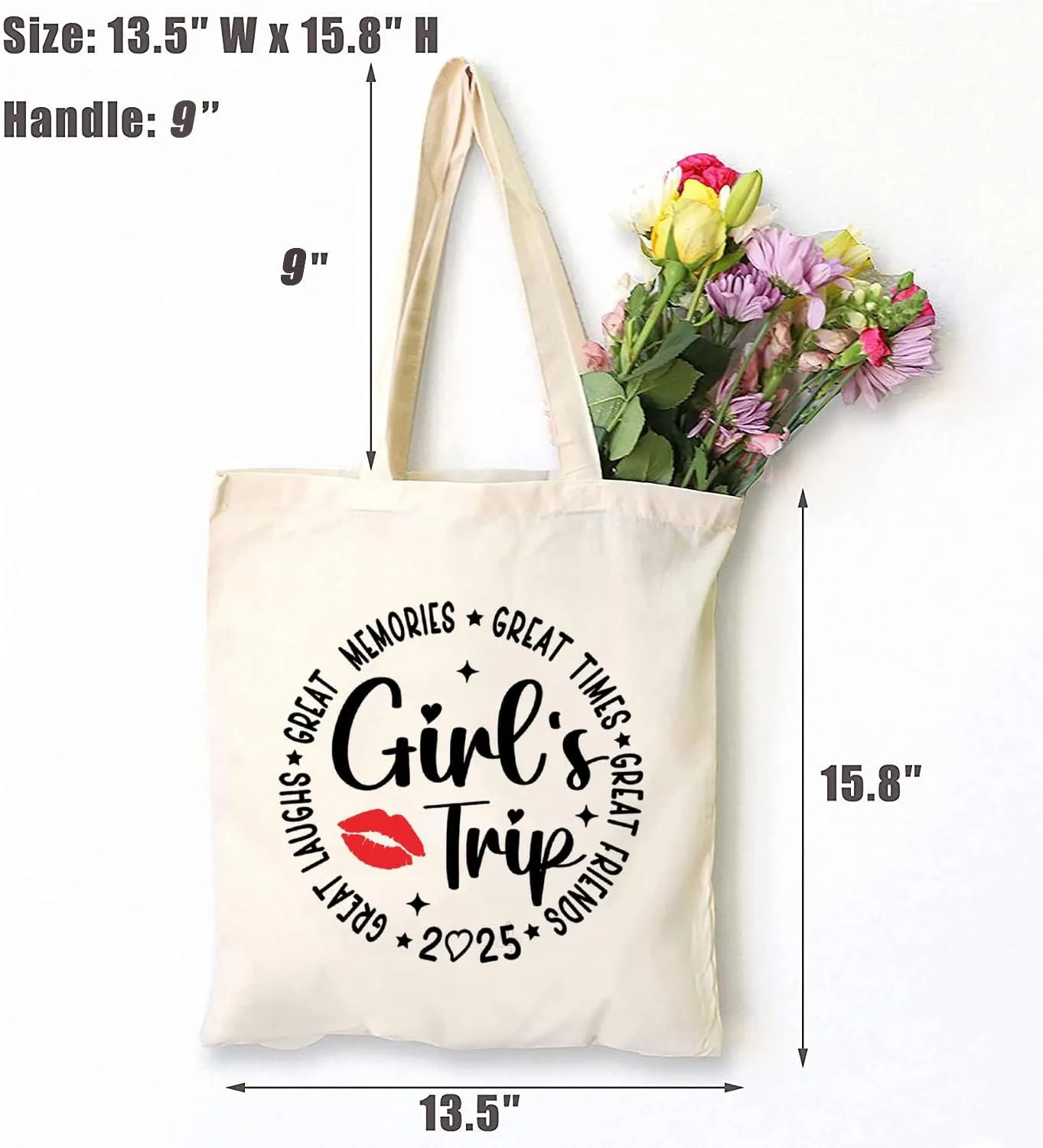 TSIIUO Women's Girl's Weekend 2025 Canvas Tote Bag Funny Friends Vacation Reusable Shopping Bag for Trip Girls Gift