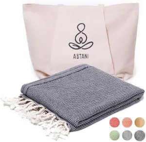 Turkish Beach Towel (69x35 Inches), Oversized 100% Cotton Bath Towels Lightweight Quick-Dry Beach Blanket for Travel, Picnic, Camping, Yoga and Pool(Black)