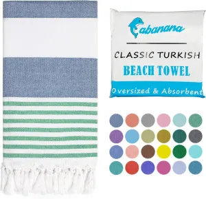 Turkish Beach Towel Oversized - 39"x71" Quick Dry Sand Free Thin Beach Towels for Adults,Extra Large Cotton Lightweigh Travel Towel for Beach Accessories (Blue Turquoise)
