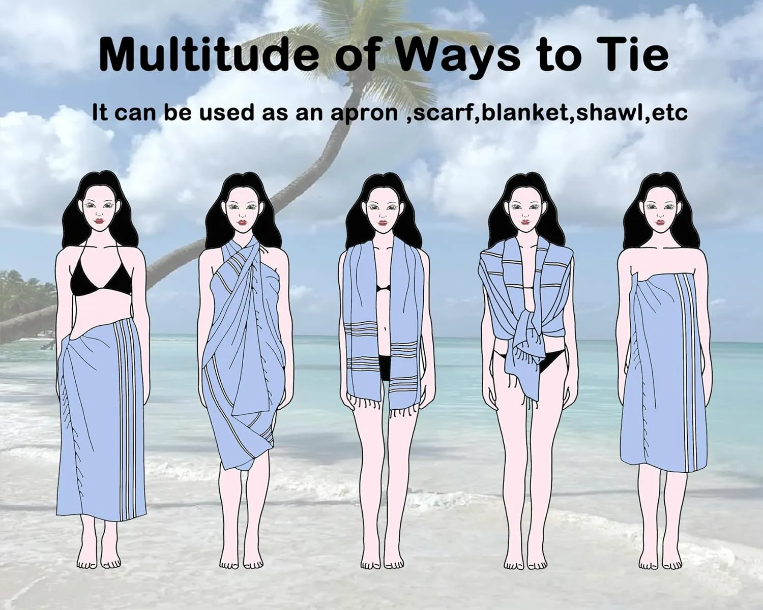 Turkish Beach Towel Oversized - 39"x71" Quick Dry Sand Free Thin Beach Towels for Adults,Extra Large Cotton Lightweigh Travel Towel for Beach Accessories (Blue Turquoise)