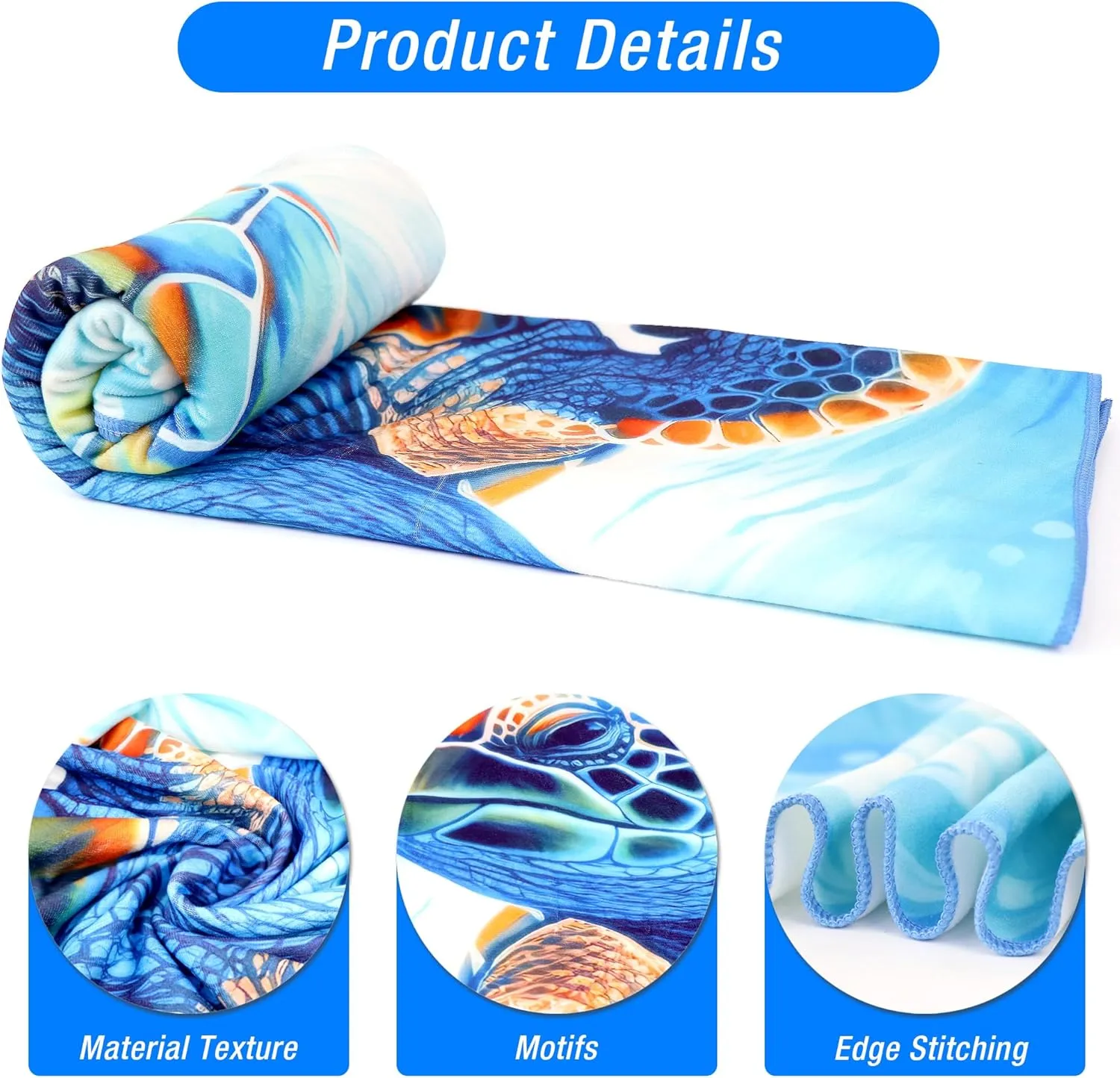 Turtle Beach Towel Oversized, Microfiber Beach Towels 71"x35" Extra Large Beach Towel Microfiber Pool Towels for Beach Essentials, Camping Essentials, Cruise Ship Essentials (Turtle)