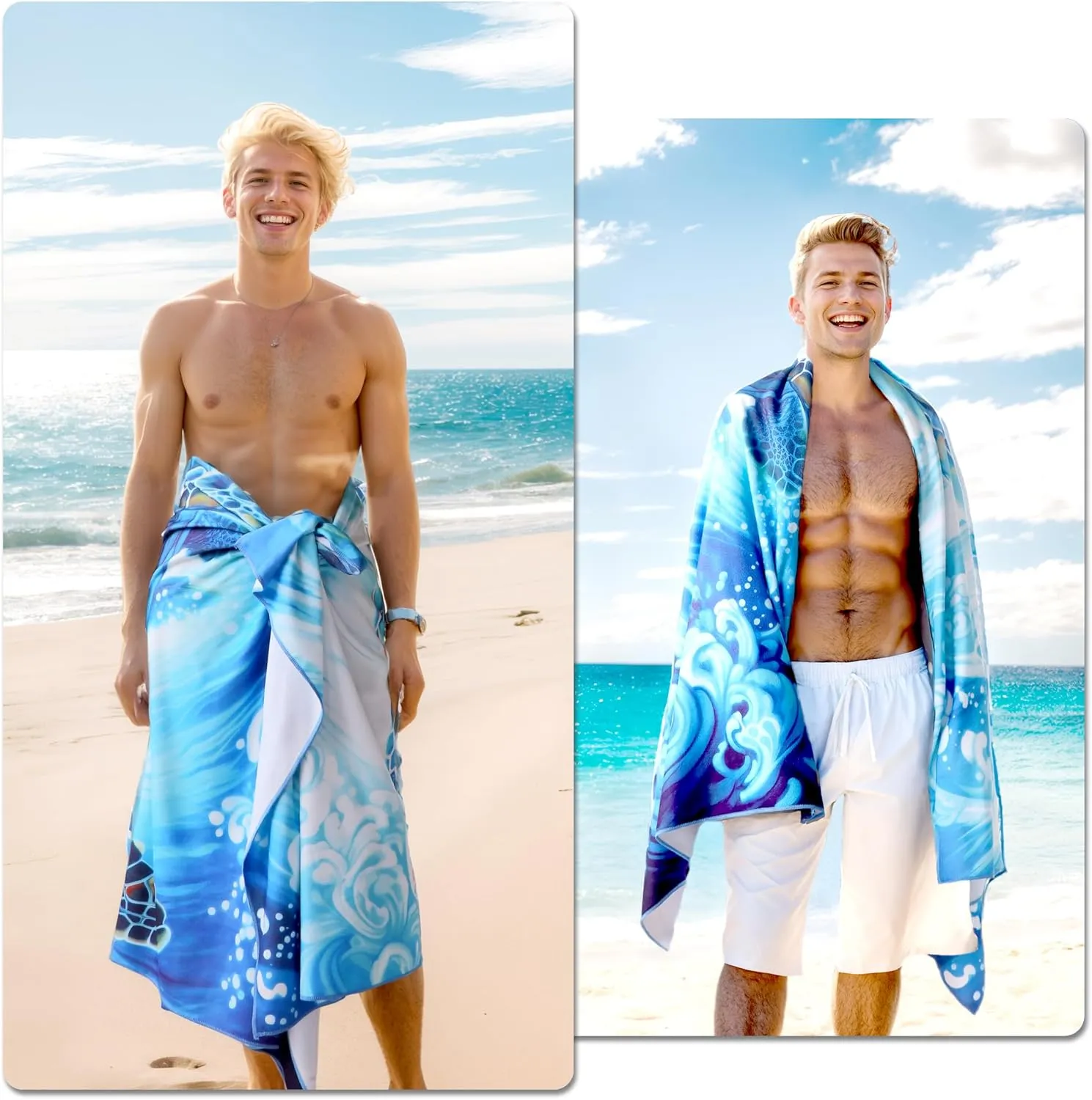 Turtle Beach Towel Oversized, Microfiber Beach Towels 71"x35" Extra Large Beach Towel Microfiber Pool Towels for Beach Essentials, Camping Essentials, Cruise Ship Essentials (Turtle)