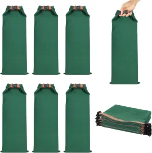 Ubamdom 6 PCS Flood Water Barrier Sand Bags, Thickened Long Canvas Flood Protection Sandbags with Insert Buckle Reusable Quick Flood Barrier for Home Door Window Basement Garage Floor 11"x28" Green